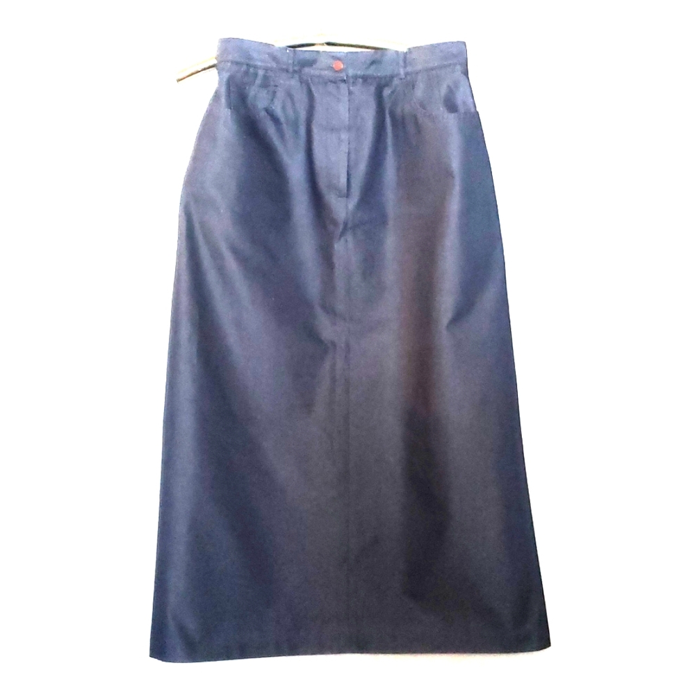 Bernard Holtzman Harve Long Soft Shine Dark Denim Blue Maxi Skirt Belarus 12 M/L